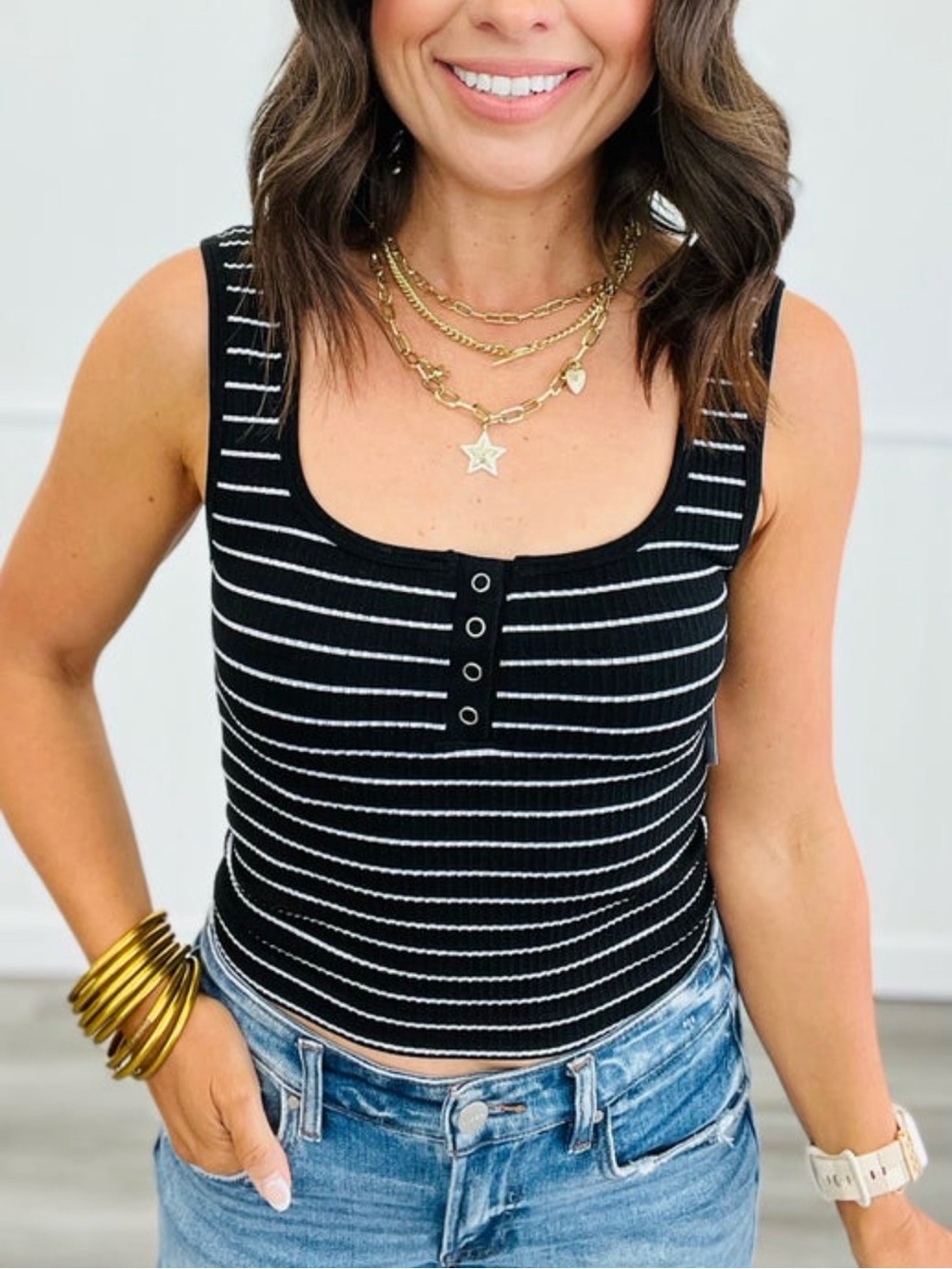 🆕🖤THE WORKSHOP: BLACK Striped Cropped Tank Top S/M